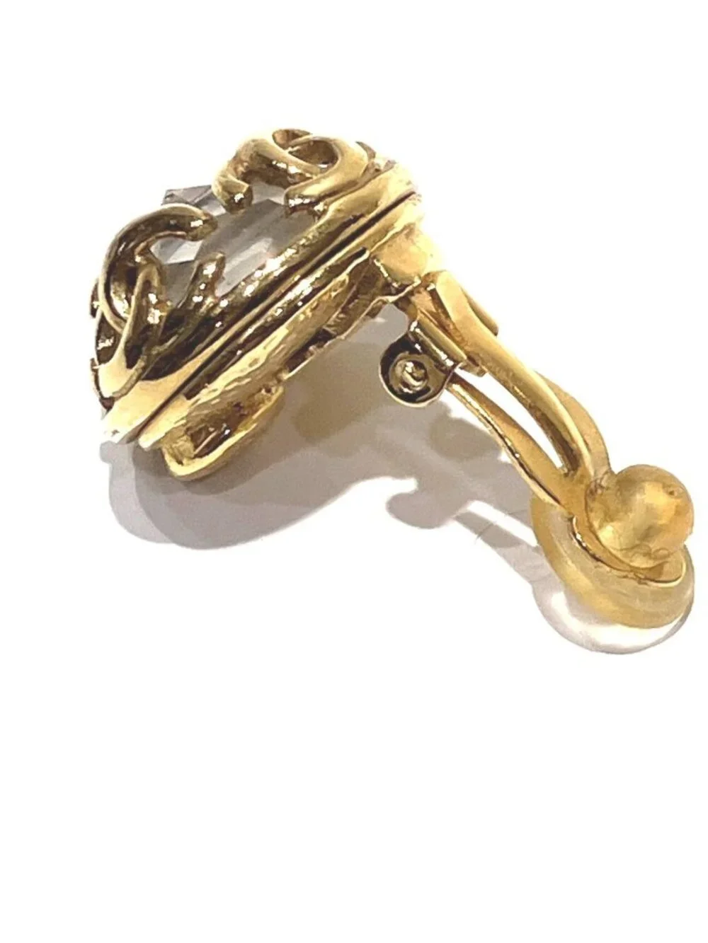 Chanel CC Logo Earrings Rhinestone
